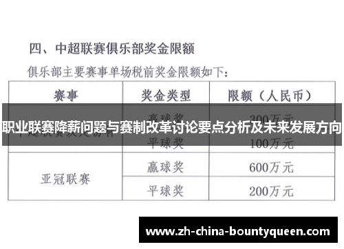 职业联赛降薪问题与赛制改革讨论要点分析及未来发展方向